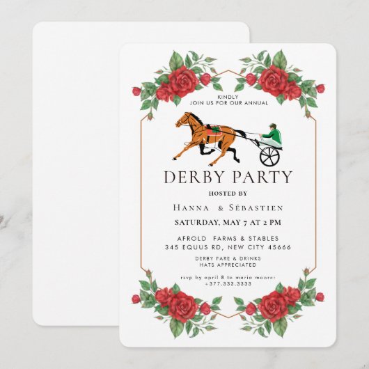 Invitation Modern Race Horse Derby Party Equestrian (Devant / Derrière)