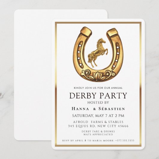 Invitation Modern Race Horse Derby Party Equestrian (Devant / Derrière)