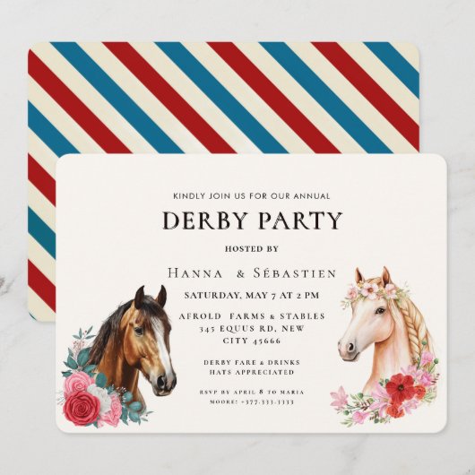 Invitation Modern Race Horse Derby Party Equestrian (Devant / Derrière)