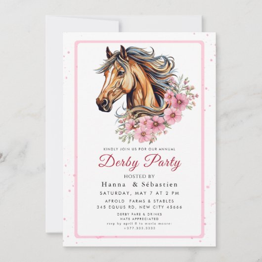 Invitation Modern Race Horse Derby Party Equestrian  (Devant)