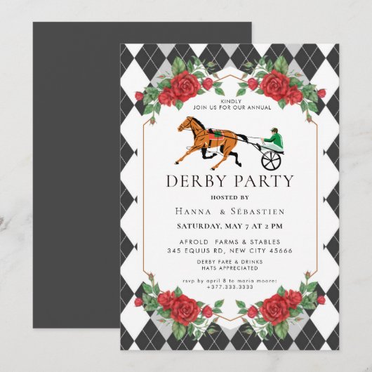 Invitation Modern Race Horse Derby Party Equestrian  (Devant / Derrière)