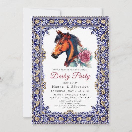 Invitation Modern Race Horse Derby Party Equestrian  (Devant)