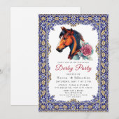Invitation Modern Race Horse Derby Party Equestrian  (Devant / Derrière)