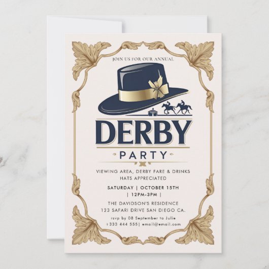 Invitation Modern Race Horse Derby Party Equestrian Invitatio (Devant)