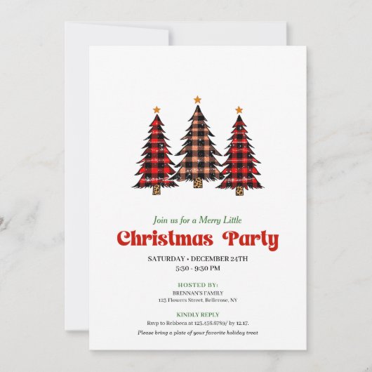 Invitation Modern Red Black Plaid Festive Editable Invite (Devant)
