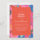 Invitation Modern Red Boho Floral Stylish Bridal Shower (Devant)