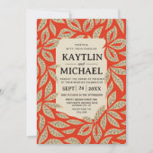 Invitation Modern Red Botanical Elegant Leaf (Devant)