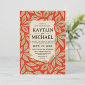 Invitation Modern Red Botanical Elegant Leaf (Debout devant)