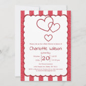 Invitation Modern Red Chalk Stripes Vertical Baby Shower (Devant)