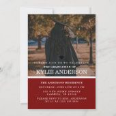 Invitation Modern Red College Graduation Senior Photo (Dos)
