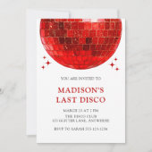 Invitation Modern Red Disco Ball Last Disco Bridal Shower (Devant)