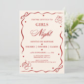 Invitation Modern Red Girls Night Dinner Party (Debout devant)
