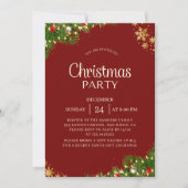Invitation Modern Red & Gold Christmas Party Invite (Devant)