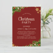 Invitation Modern Red & Gold Christmas Party Invite (Debout devant)