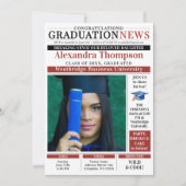 Invitation Modern Red GraduaTe Newspaper Front Page College (Devant)