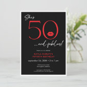 Invitation Modern Red Lips Fifty Fabulous Birthday (Debout devant)