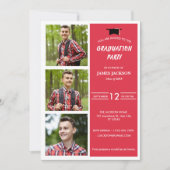 Invitation Modern Red Photo Collage 2024 Graduation Party (Devant)
