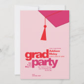 Invitation Modern Red & Pink Typography Grad Party Photo (Devant)
