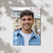 Invitation Modern Red Vertical Name Graduation Photo Card