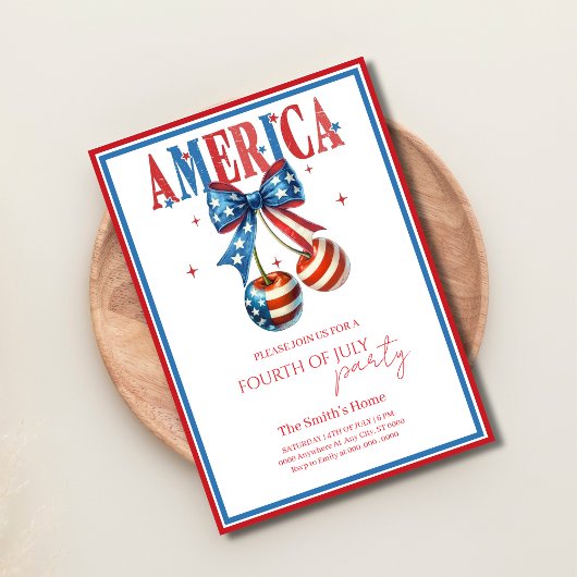 Invitation modern Red White &Blue 4th of July Party