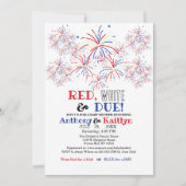 Invitation Modern Red White & Due 4th July Baby Shower (Devant)