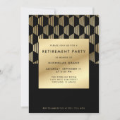 Invitation Modern Retirement Party Black and Gold Faux Foil (Devant)