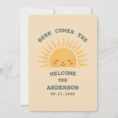 Invitation Modern Retro Baby Shower Customizable Sticker  (Devant)