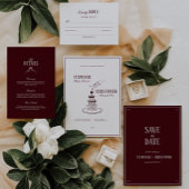 Invitation Modern Retro Burgundy Wedding Save the date