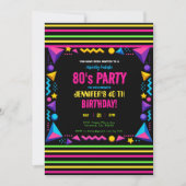 Invitation Modern Retro Neon 80's Birthday Party (Devant)