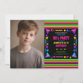 Invitation Modern Retro Neon 80's Birthday Party (Devant)