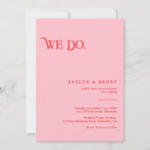 Invitation Modern Retro Pink and Red We Do Wedding (Devant)