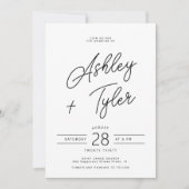 Invitation Modern retro whimsical script all in one wedding (Devant)