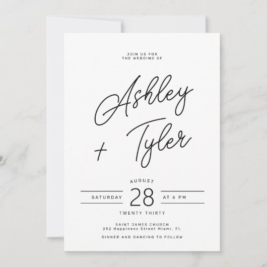 Invitation Modern retro whimsical script photo wedding (Devant)