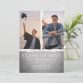 Invitation Modern Ripped Paper Graduation Photo Announcement (Debout devant)