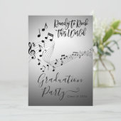 Invitation Modern Rock Music Black & White Graduation Party (Debout devant)