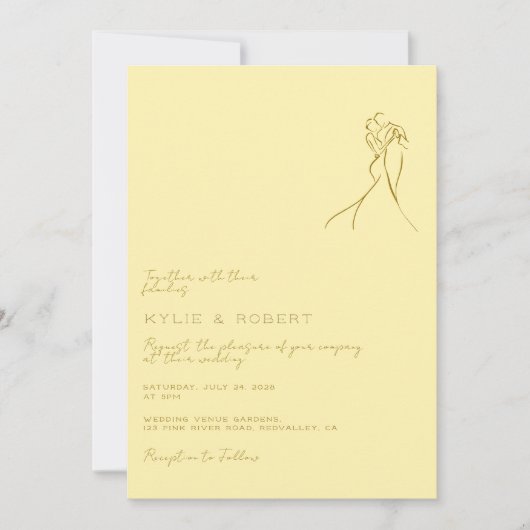 Invitation Modern Romantic Butter Yellow Wedding (Devant)