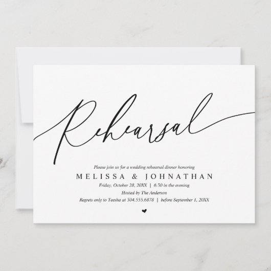 Invitation Modern Romantic Rehearsal Wedding Dinner Dancing (Devant)