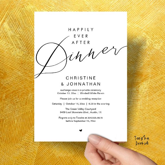 Invitation Modern Romantic Wedding Happily Ever After Dinner