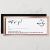 Invitation Modern Rose Gold Add Logo Gift Certificate (Devant / Derrière)