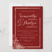 Invitation Modern rose gold frame red confetti wedding (Devant)