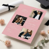 Invitation Modern Rose Gold Photo Collage Graduation