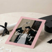 Invitation Modern Rose Gold Photo Collage Graduation