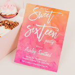 Invitation MOdern rose orange aquarelle typographie Sweet 16<br><div class="desc">Un moderne peint à la main rose orange coucher d'eau soleil ombre Sweet 16 script typographie invitation fête d'anniversaire. N'hésitez pas à me contacter si vous avez besoin d'une personnalisation</div>