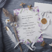 Invitation Modern Rustic Purple Flower Budget QR Code Wedding