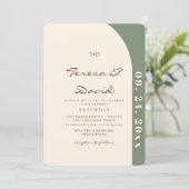Invitation Modern Sage & Cream Boho Photo Wedding (Debout devant)