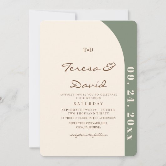 Invitation Modern Sage & Cream Boho Photo Wedding (Devant)