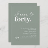 Invitation Modern Sage encourage à 40 fête d'anniversaire (Devant / Derrière)
