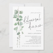 Invitation Modern Sage Eucalyptus Script Rehearsal Dinner (Devant)