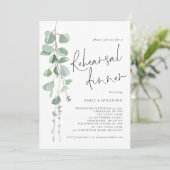 Invitation Modern Sage Eucalyptus Script Rehearsal Dinner (Debout devant)