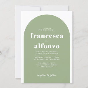 Invitation Modern Sage Green Détails RSVP QR Photo Mariage